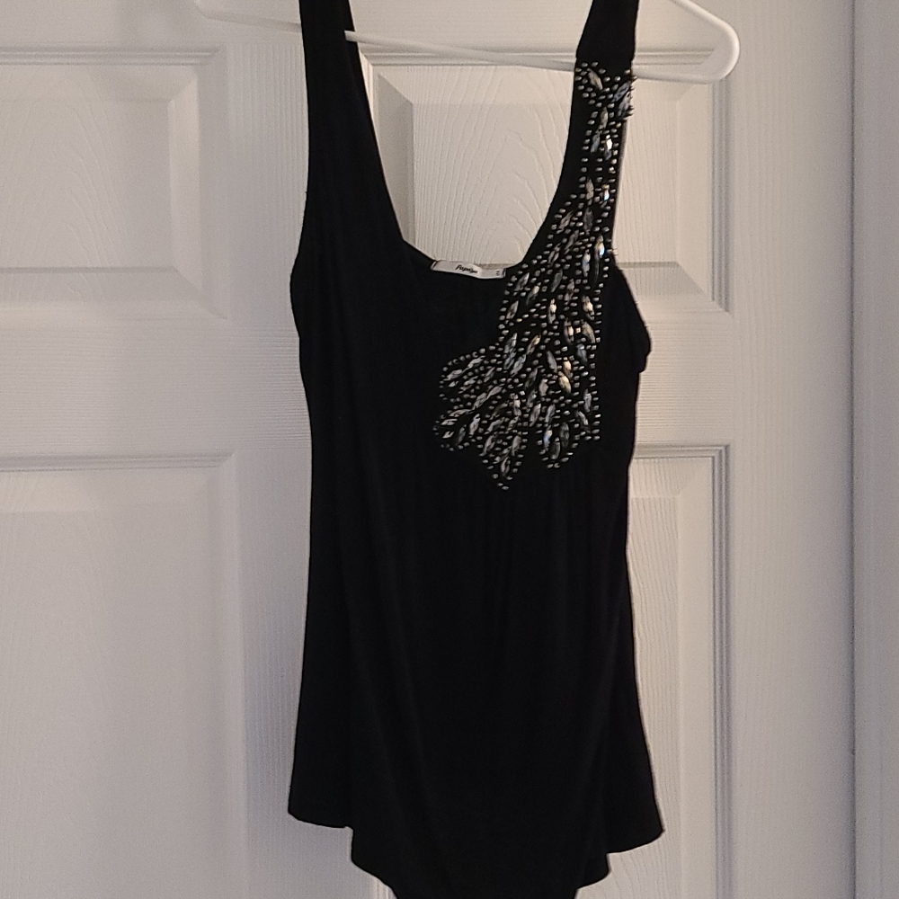 Womens Papaya Black Top- Medium